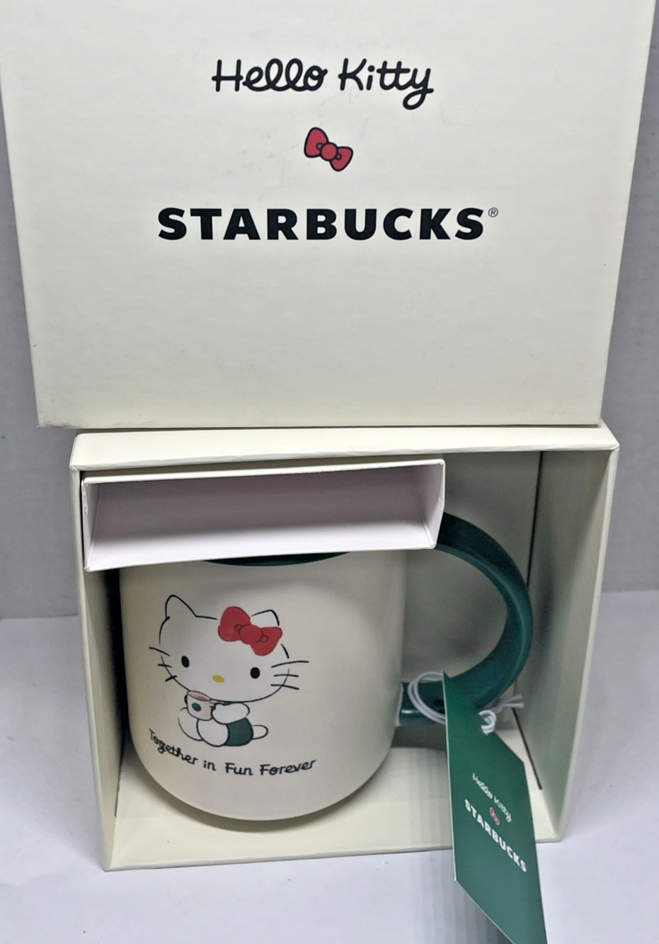 STARBUCKS x HELLO KITTY Ceramic Bow Top 16oz Mug - Together In Fun Forever-NIB